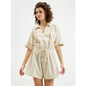 Orsay Beige Women's Linen Jumpsuit - Women