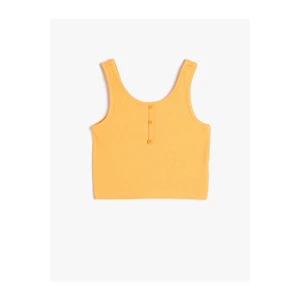 Koton Athlete Crop Sleeveless Thick Straps U-Neck Button Detail