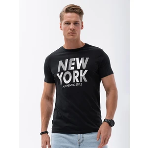 Ombre Men's printed cotton t-shirt - black