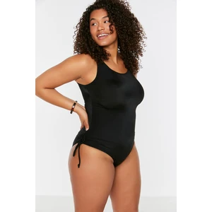 Trendyol Curve Black Ruffle Detailed Swimsuit