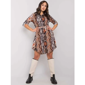 Black and brown shirt dress with Hanley RUE PARIS prints