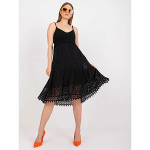 Black flared dress with straps with OCH BELLA lace