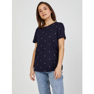 Dark Blue Women's Patterned T-Shirt Tommy Hilfiger - Women