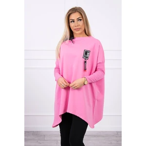 Oversize sweatshirt with asymmetrical sides light pink