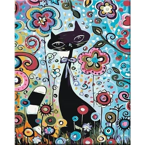 Zuty Painting by Numbers Cat In Flowers