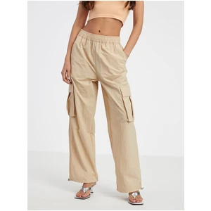 Beige Ladies Rustle Trousers with Pockets ONLY Karin - Ladies