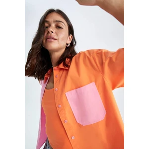 DEFACTO Oversized Short Sleeve Colour Block One Side Pocket Shirt