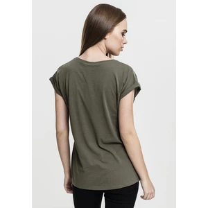 Women's olive T-shirt with extended shoulder