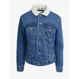 Pepe Jeans Pinner DLX Men's Blue Denim Jacket with Faux Fur - Men's