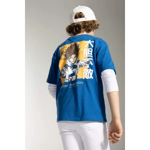 DEFACTO Boy Oversize Fit Crew Neck Printed Short Sleeve T-Shirt