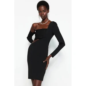 Trendyol Black Fitted Window/Cut Sweater With Out Detailed Evening Dress