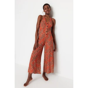 Trendyol Floral Pattern Woven Jumpsuit With Low-Cut Back