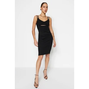 Trendyol Black Evening Dress with Window/Cut Out Detailed in a Fitted Sweater