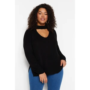 Trendyol Curve Black Collar Detailed Knitwear Sweater