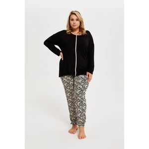 Guyana Women's Long Sleeve Pajamas, Long Pants - Black/Print