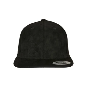 Suede Leather Snapback Black