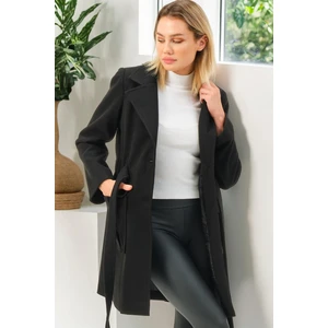 Z6778 DEWBERRY WOMEN'S COAT-PLAIN BLACK