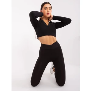 Black basic leggings with a wrap waistband RUE PARIS