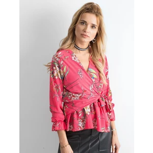 Pink floral blouse with binding