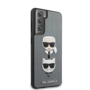 Puzdro Karl Lagerfeld Saffiano K&C Heads pre Samsung Galaxy S21 Plus - G996B, strieborné