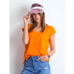 Orange V-neck cotton t-shirt