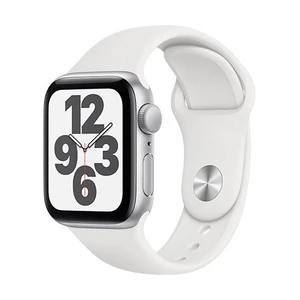 Apple Watch SE GPS, 40mm Silver Aluminium Case with White Sport Band - Regular