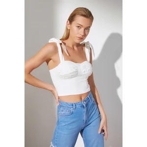 Dámský Crop Top Trendyol Ecru