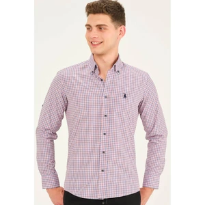 G764 DEWBERRY MEN'S SHIRT-BURGUNDY-NAVY BLUE