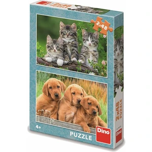 Puzzle 2x48 Pejsci a kočičky [Puzzle]