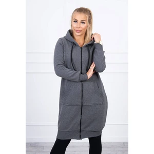 Long insulated sweatshirt with a hood graphite