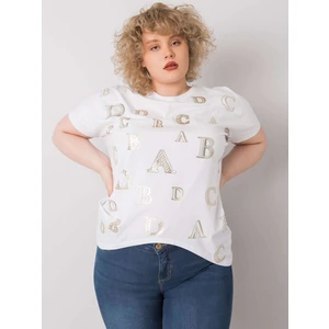 Plus size white blouse with prints