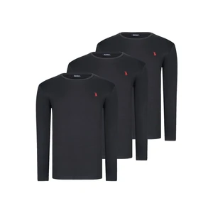 TRIPLE SET T8588 DEWBERRY ROUND COLLAR MEN'S SWEATSHIRT-BLACK-BLACK-BLACK