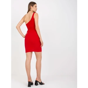 Red, fitted basic minidress in stripes RUE PARIS