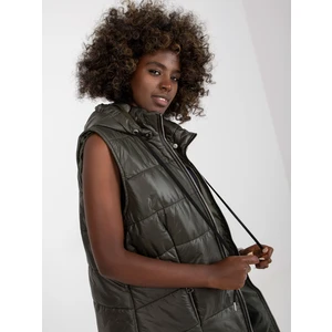 Khaki long down vest with OCH BELLA stitching