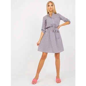 Grey patterned casual dress with viscose