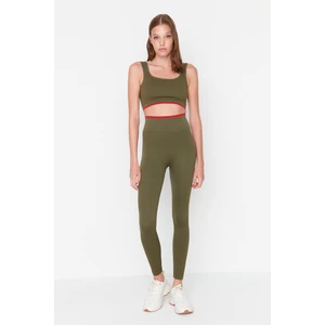 Trendyol Khaki Seamless Contrast Color Detailed Sports Leggings