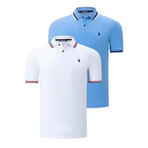 DUAL SET T8594 DEWBERRY MENS T-SHIRT-WHITE-LIGHT BLUE