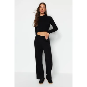 Trendyol Black Crop Basic Knitwear Two Piece Set