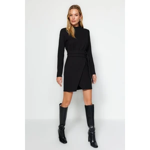 Trendyol Black Belted A-Line High Neck Woven Woven Dress