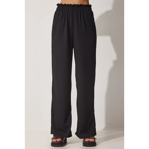 Happiness İstanbul Women's Black Wide Leg Flowy Trousers