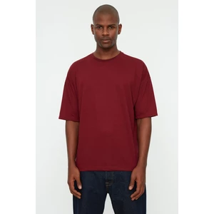 Trendyol Claret Red Men's Basic Crew Neck Oversized Short Sleeved T-Shirt