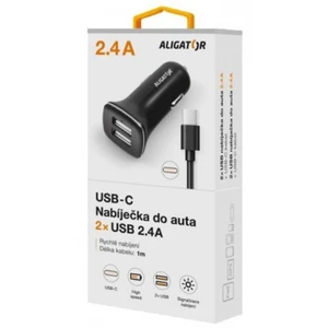 ALIGATOR Nab. do auta USB-C 2,4A TCH, černá