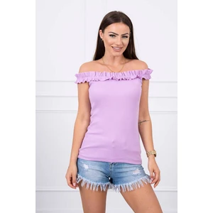 Off-the-shoulder blouse with frills purple