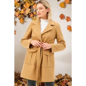 Z6778 DEWBERRY WOMEN'S COAT-LIGHT CAMEL