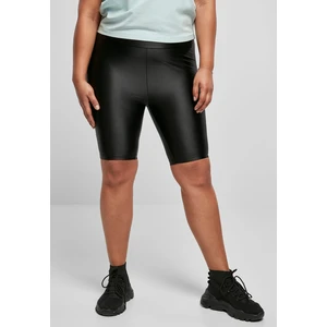 Women's Shiny Metallic High-Waisted Cycling Shorts Black