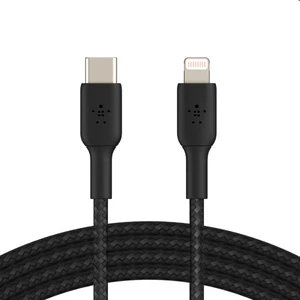 BELKIN kabel oplétaný USB-C - Lightning, 1m, černý
