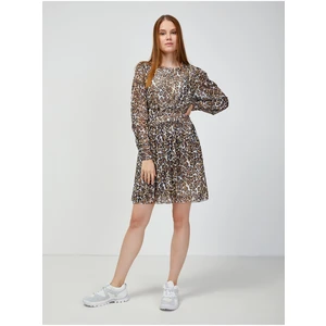 Brown dress with animal pattern Guess Enora - Women