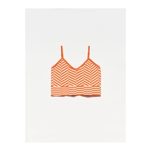 Dilvin 10184 Strap Knitwear Athlete Crop-orange