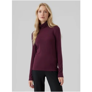 Burgundy T-shirt with turtleneck VERO MODA Ava - Women