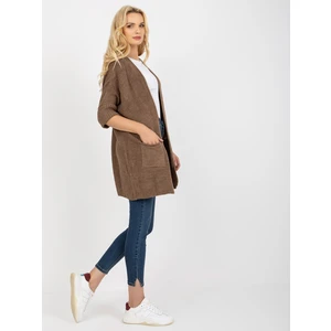 Brown Knitted Cardigan RUE PARIS with 3/4 sleeves